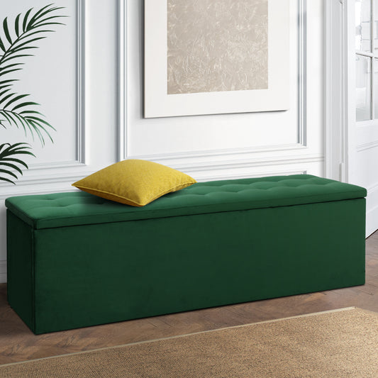 Artiss Storage Ottoman Blanket Box 140cm Velvet Green Furniture > Living Room > Ottomans & Footstools