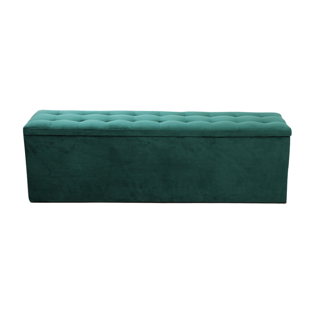 Artiss Storage Ottoman Blanket Box 140cm Velvet Green Furniture > Living Room > Ottomans & Footstools