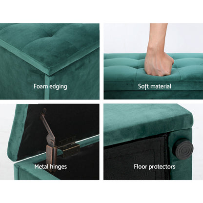 Artiss Storage Ottoman Blanket Box 140cm Velvet Green Furniture > Living Room > Ottomans & Footstools