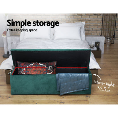 Artiss Storage Ottoman Blanket Box 140cm Velvet Green Furniture > Living Room > Ottomans & Footstools