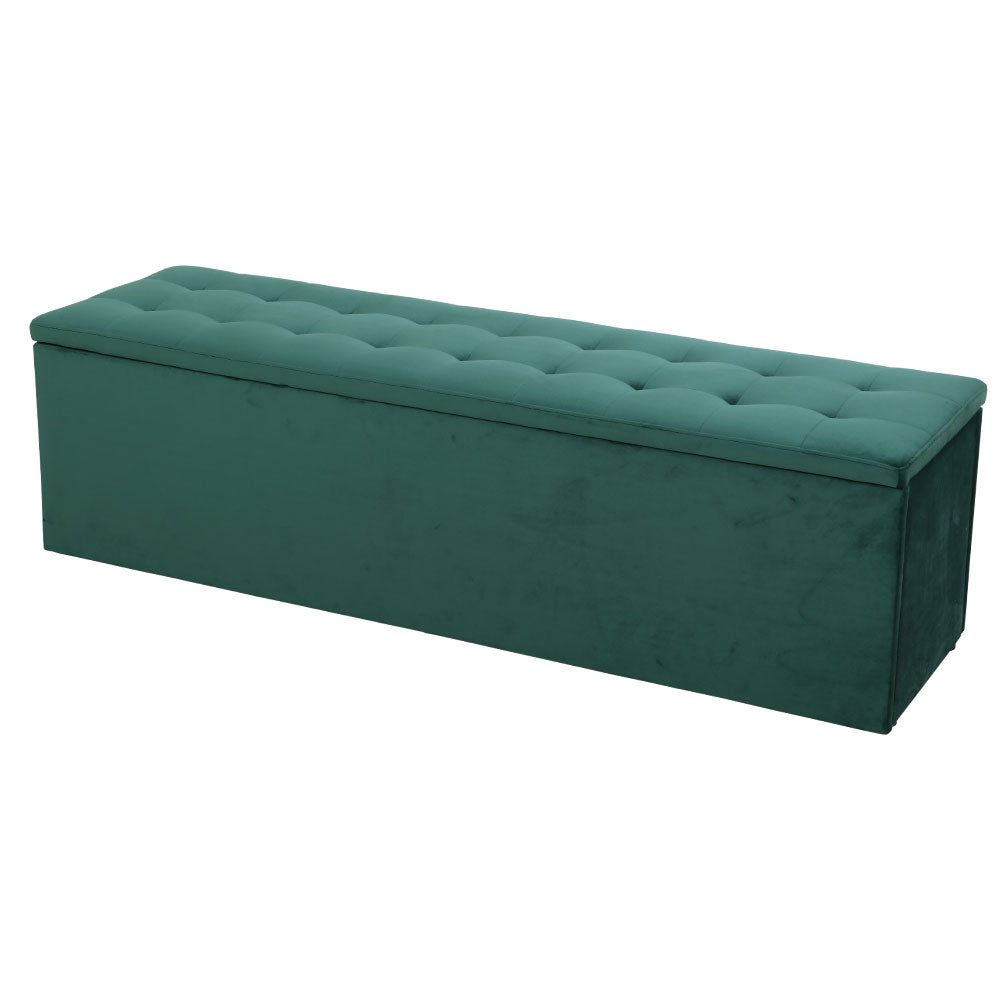 Artiss Storage Ottoman Blanket Box 140cm Velvet Green Furniture > Living Room > Ottomans & Footstools