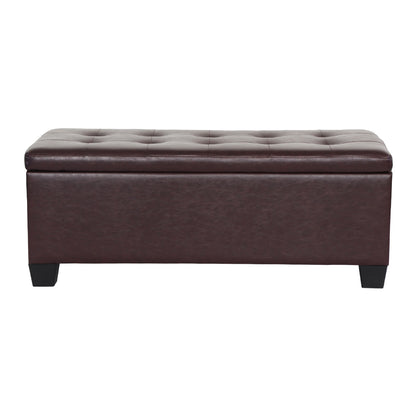 Artiss Storage Ottoman Blanket Box 97cm Leather Brown Furniture > Living Room > Ottomans & Footstools