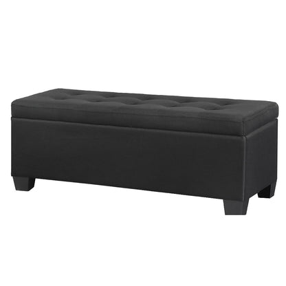 Artiss Storage Ottoman Blanket Box 97cm Linen Black - Furniture > Living Room > Ottomans & Footstools