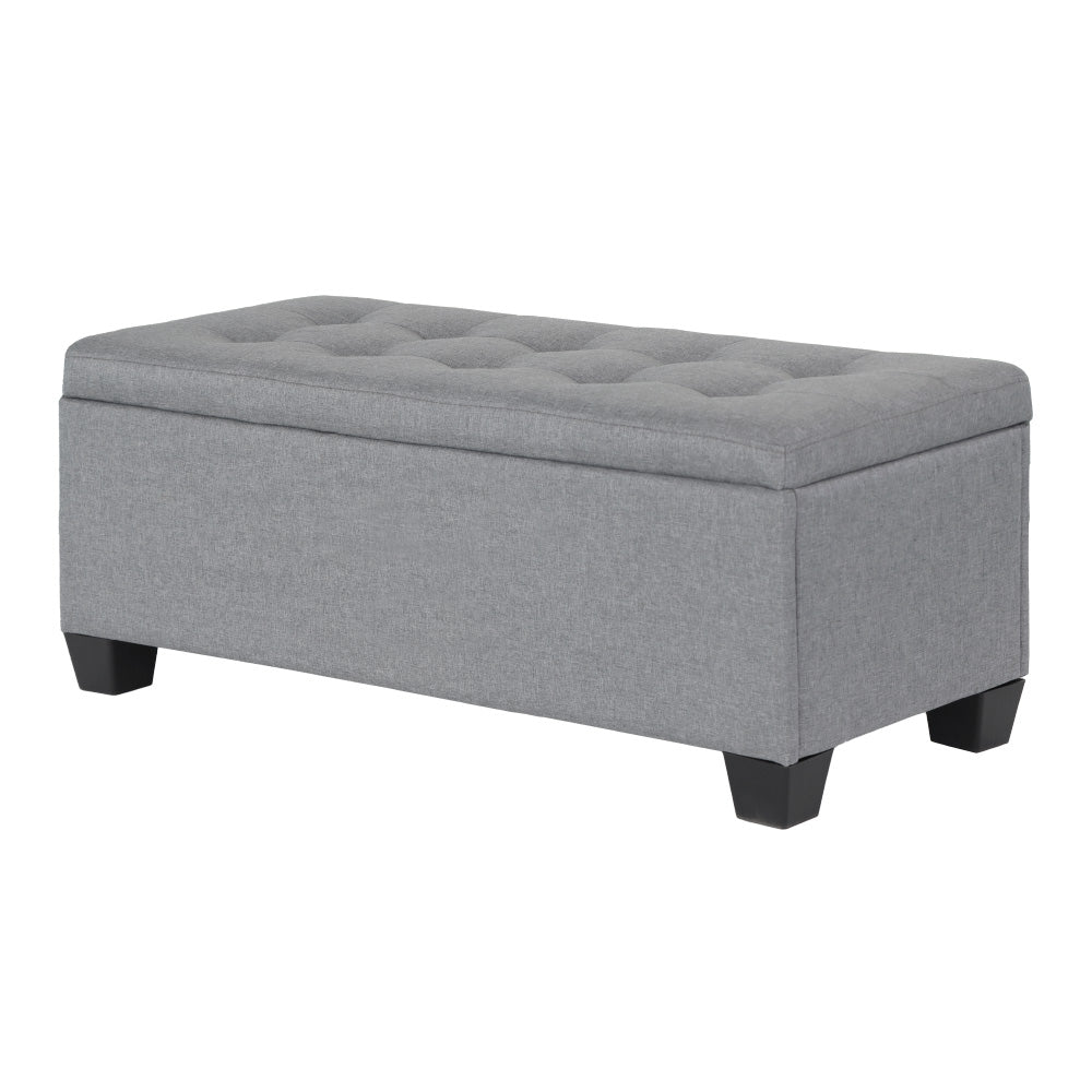 Artiss Storage Ottoman Blanket Box 97cm Linen Grey - Furniture > Living Room > Ottomans & Footstools