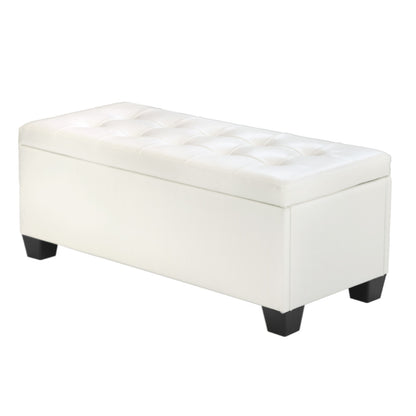 Artiss Storage Ottoman Blanket Box 97cm Leather White - Furniture > Living Room > Ottomans & Footstools