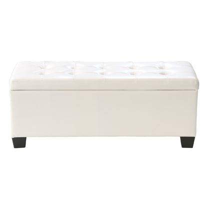 Artiss Storage Ottoman Blanket Box 97cm Leather White - Furniture > Living Room > Ottomans & Footstools