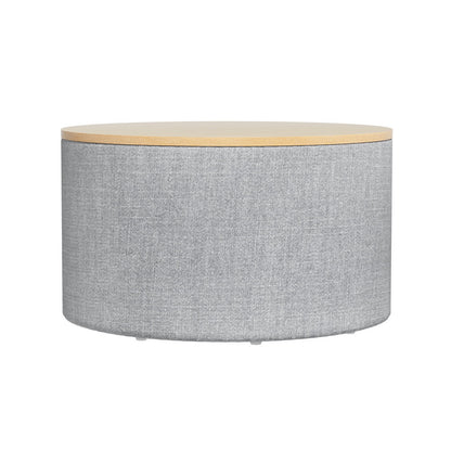 Artiss Storage Ottoman Blanket Box 60cm Linen Round Grey Furniture > Living Room > Ottomans & Footstools
