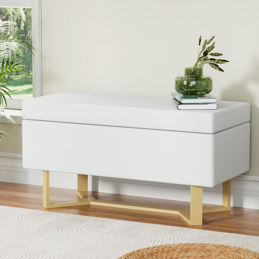 Artiss Storage Ottoman Blanket Box Criss cross Linen White Furniture > Living Room > Ottomans & Footstools