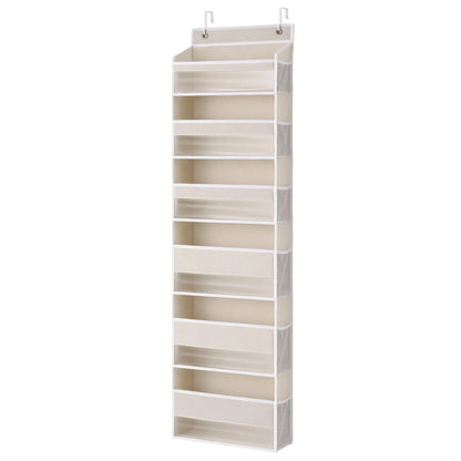 Over Door Storage Hanger Pantry 6-Tier 12 Pockets Fabric Organiser Beige