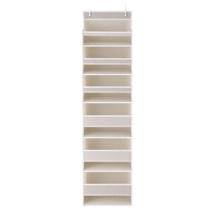 Over Door Storage Hanger Pantry 6-Tier 12 Pockets Fabric Organiser Beige