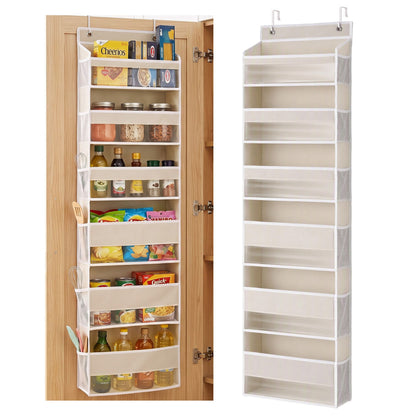 2X Over Door Storage Hangers Pantry 6-Tier Organiser Pockets Fabric Beige