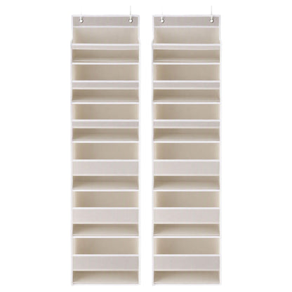 2X Over Door Storage Hangers Pantry 6-Tier Organiser Pockets Fabric Beige