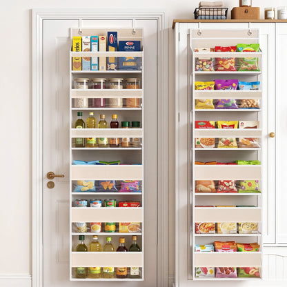 2X Over Door Storage Hangers Pantry 6-Tier Organiser Pockets Fabric Beige