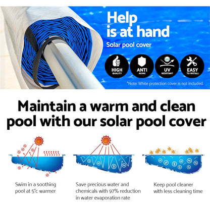 Aquabuddy Pool Cover 500 Micron 11x4.8m Blue Swimming Pool Solar Blanket 5.5m Roller - Home & Garden > Pool &
