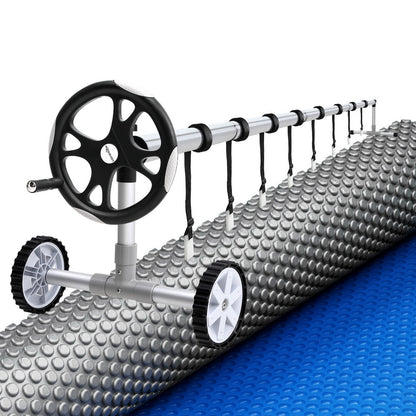 Aqua Buddy Pool Cover 600 Micron 11x6.2m w/ Roller 6.55m Swimming Pools Solar Blanket - Home & Garden > Pool &