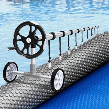 Aqua Buddy Pool Cover 600 Micron 11x6.2m w/ Roller 6.55m Swimming Pools Solar Blanket - Home & Garden > Pool &