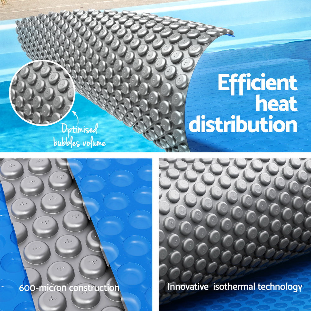 Aqua Buddy Pool Cover 600 Micron 11x6.2m w/ Roller 6.55m Swimming Pools Solar Blanket - Home & Garden > Pool &