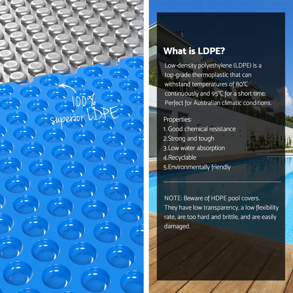 Aqua Buddy Pool Cover 600 Micron 11x6.2m w/ Roller 6.55m Swimming Pools Solar Blanket - Home & Garden > Pool &