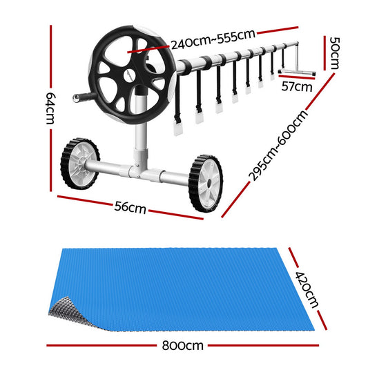 Aqua Buddy Pool Cover 600 Micron Solar Heat Blanket LDPE 8x4.2m w/ 5.55m Roller - Home & Garden > Pool & Accessories >