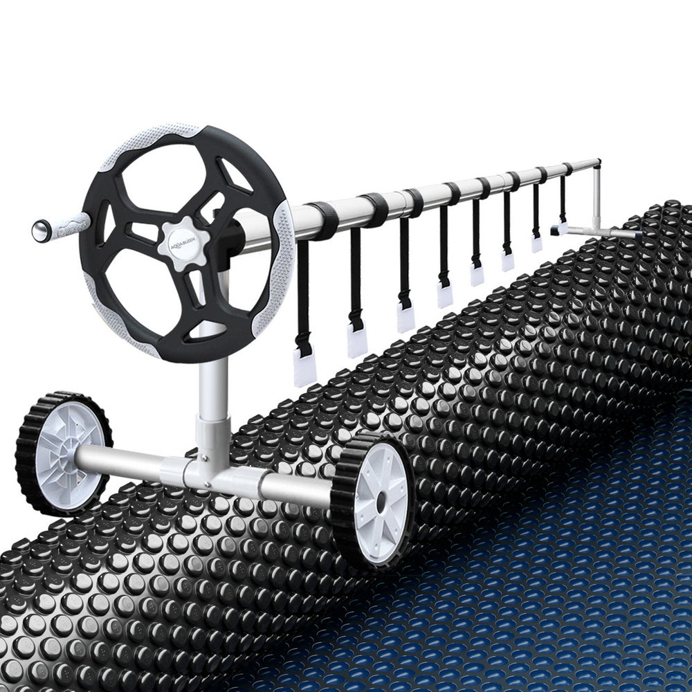 Aqua Buddy Pool Cover 600 Micron 9.5x5m w/ Roller 5.55m Swimming Pools Black Solar Blanket - Home & Garden > Pool &