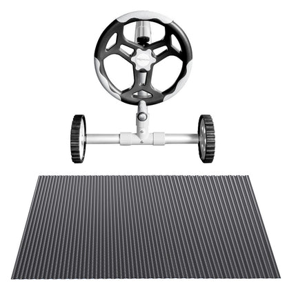 Aqua Buddy Pool Cover 600 Micron 9.5x5m w/ Roller 5.55m Swimming Pools Black Solar Blanket - Home & Garden > Pool &