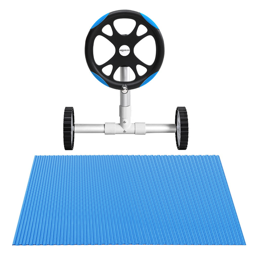 Aqua Buddy Pool Cover 600 Micron Solar Heat 9.5x5m Blanket w/ 5.55m Roller Blue - Home & Garden > Pool & Accessories >