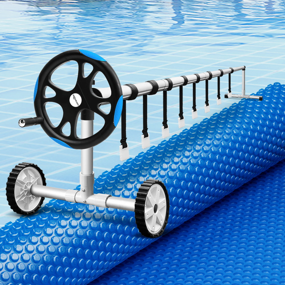 Aqua Buddy Pool Cover 600 Micron Solar Heat 9.5x5m Blanket w/ 5.55m Roller Blue - Home & Garden > Pool & Accessories >