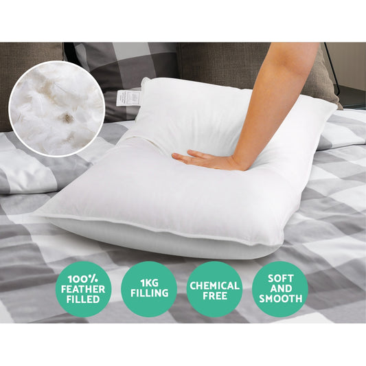 Duck Feather Down Pillow Twin Pack - Home & Garden > Bedding > Pillows