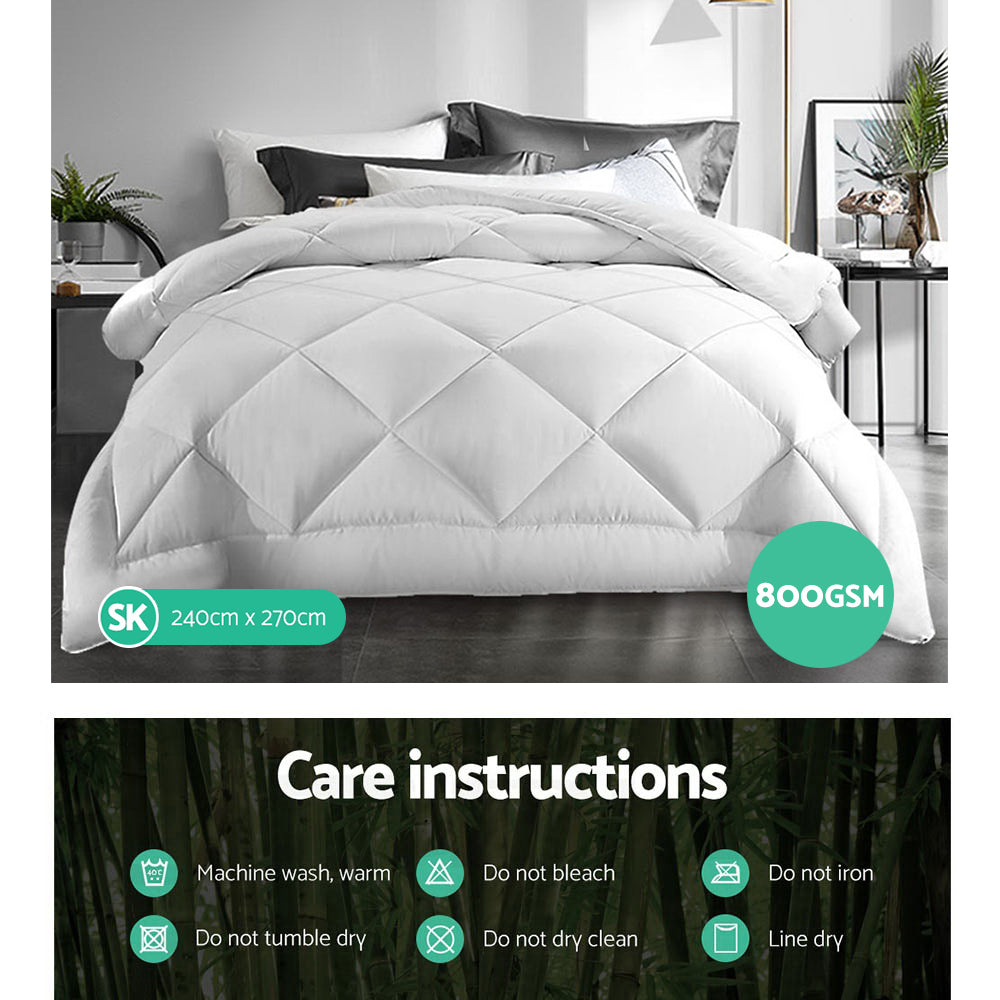 Giselle Bedding 800GSM Microfibre Bamboo Quilt Super King - Home & Garden > Bedding > Quilts & Duvets