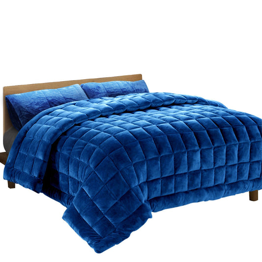 Giselle Bedding Faux Mink Quilt Blue Super King - Home & Garden > Bedding
