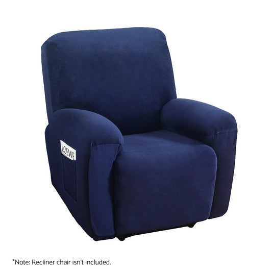 Artiss Recliner Chair Covers 1 Seater Velvet Navy - Furniture > Bar Stools & Chairs > Arm Chairs & Recliners