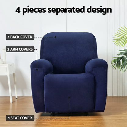 Artiss Recliner Chair Covers 1 Seater Velvet Navy Furniture > Bar Stools & Chairs > Arm Chairs & Recliners