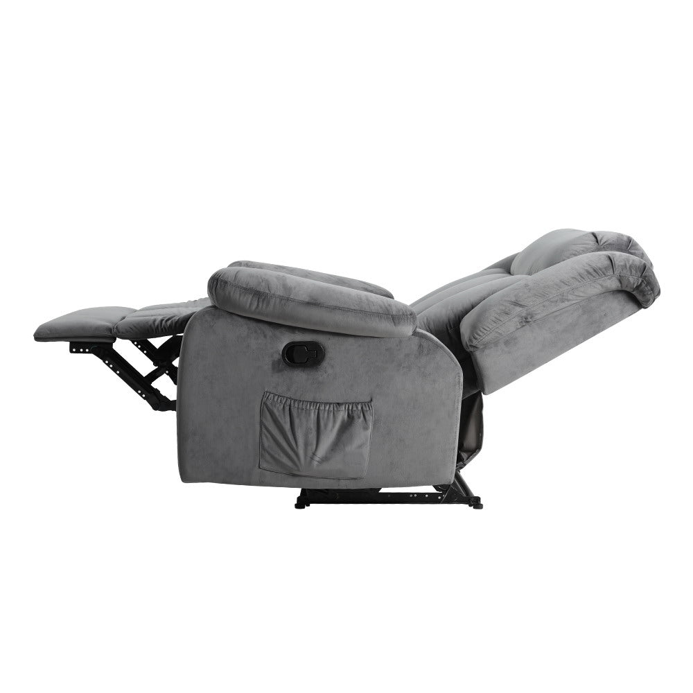 Artiss Recliner Chair Electric Massage Chair Velvet Lounge Sofa Heated Grey Furniture > Bar Stools & Chairs > Massage