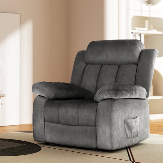 Artiss Recliner Chair Electric Massage Chair Velvet Lounge Sofa Heated Grey - Furniture > Bar Stools & Chairs > Massage