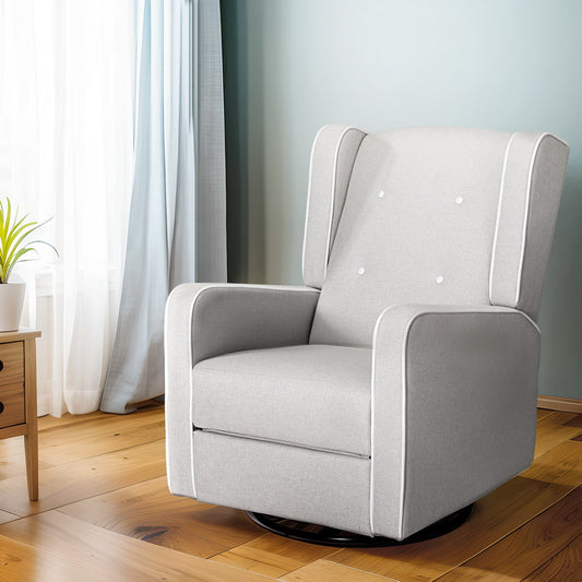 Artiss Recliner Armchair 360 Swivel Grey Fabric - Furniture > Bar Stools & Chairs > Arm Chairs & Recliners