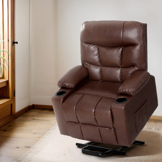 Artiss Recliner Chair Lift Assist Heated Massage Chair Leather Claude - Furniture > Bar Stools & Chairs > Massage Chairs
