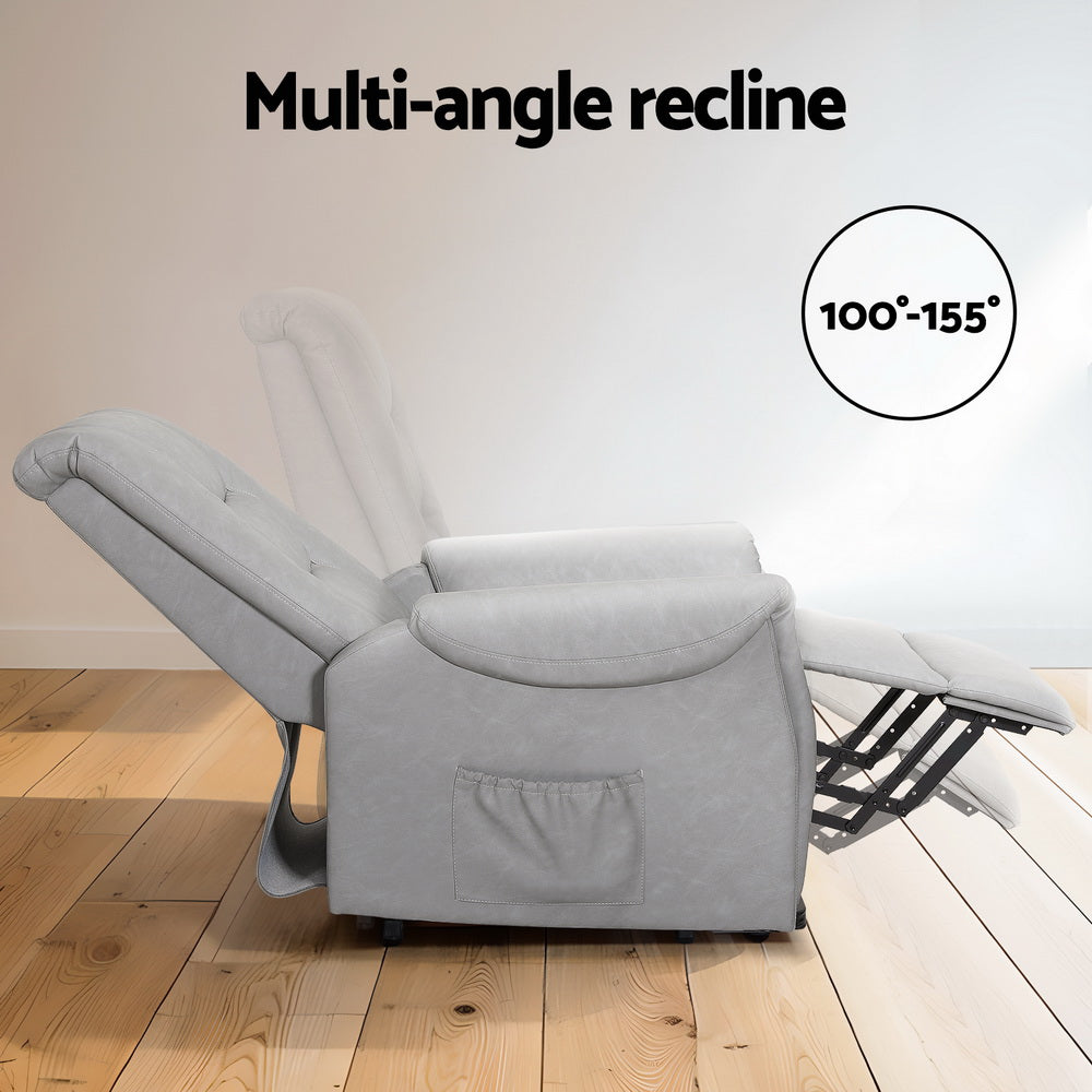 Artiss Recliner Chair Lift Assist Chair Leather Grey Furniture > Office > Office & Desk Chairs