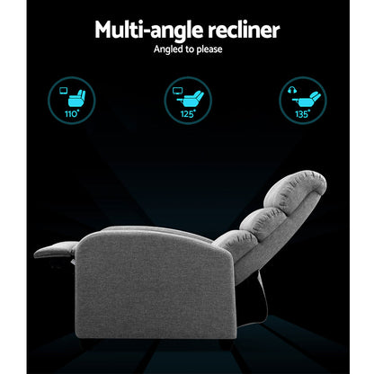 Artiss Recliner Armchair Grey Fabric Bolivia Furniture > Bar Stools & Chairs > Arm Chairs & Recliners