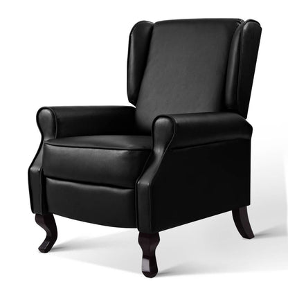 Artiss Recliner Armchair Black Faux Leather Domini - Furniture > Bar Stools & Chairs > Arm Chairs & Recliners