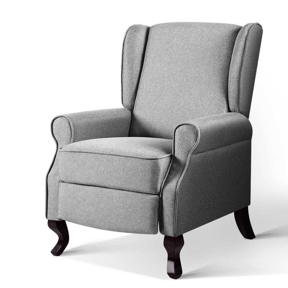 Artiss Recliner Armchair Grey Fabric Domini Furniture > Bar Stools & Chairs > Arm Chairs & Recliners