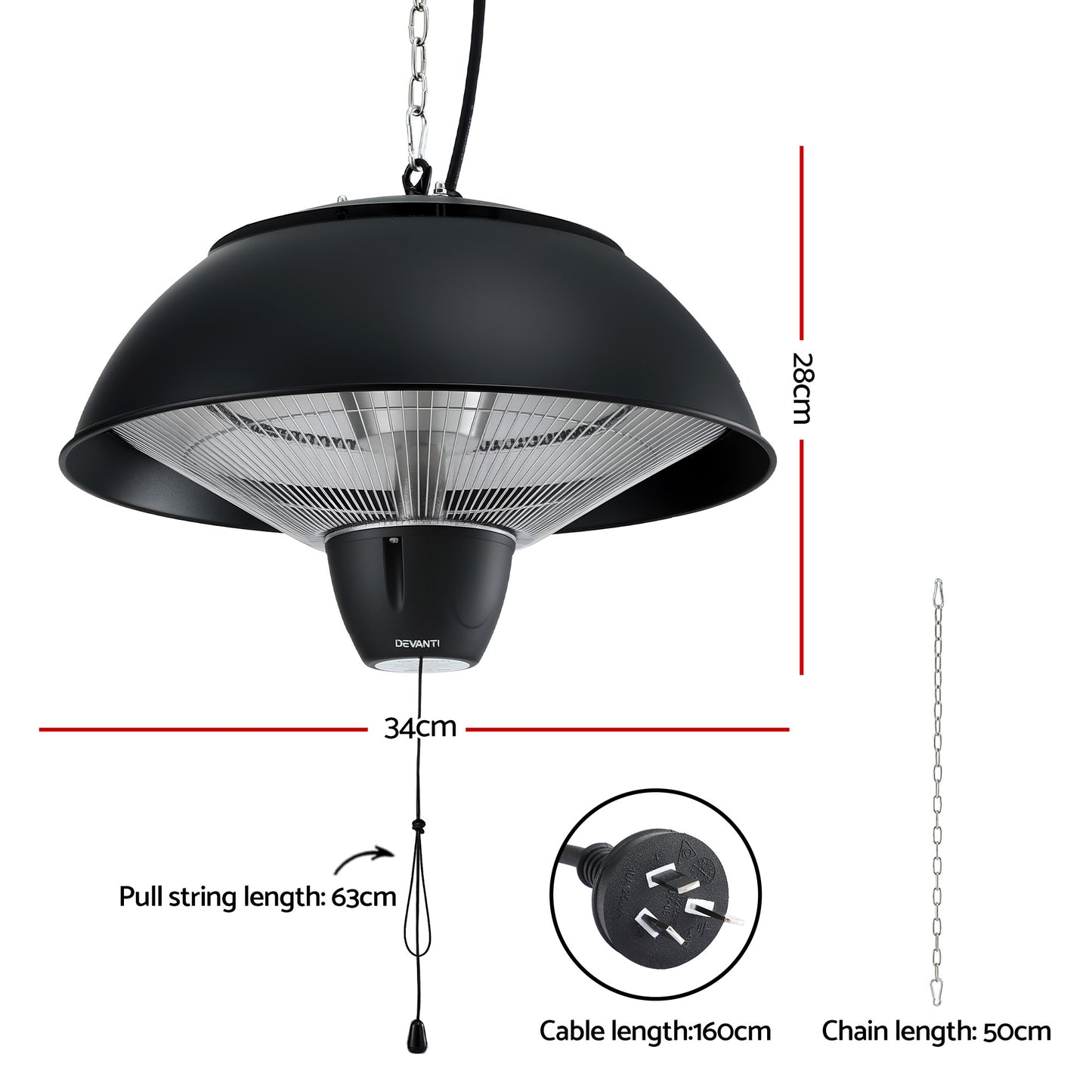 1500W Electric Patio Infrared Heater Hanging Heaters Ceiling Mounted Remote