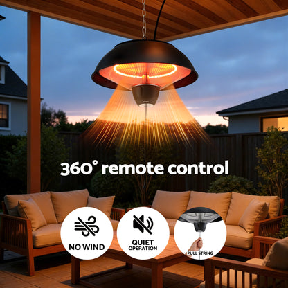 1500W Electric Patio Infrared Heater Hanging Heaters Ceiling Mounted Remote