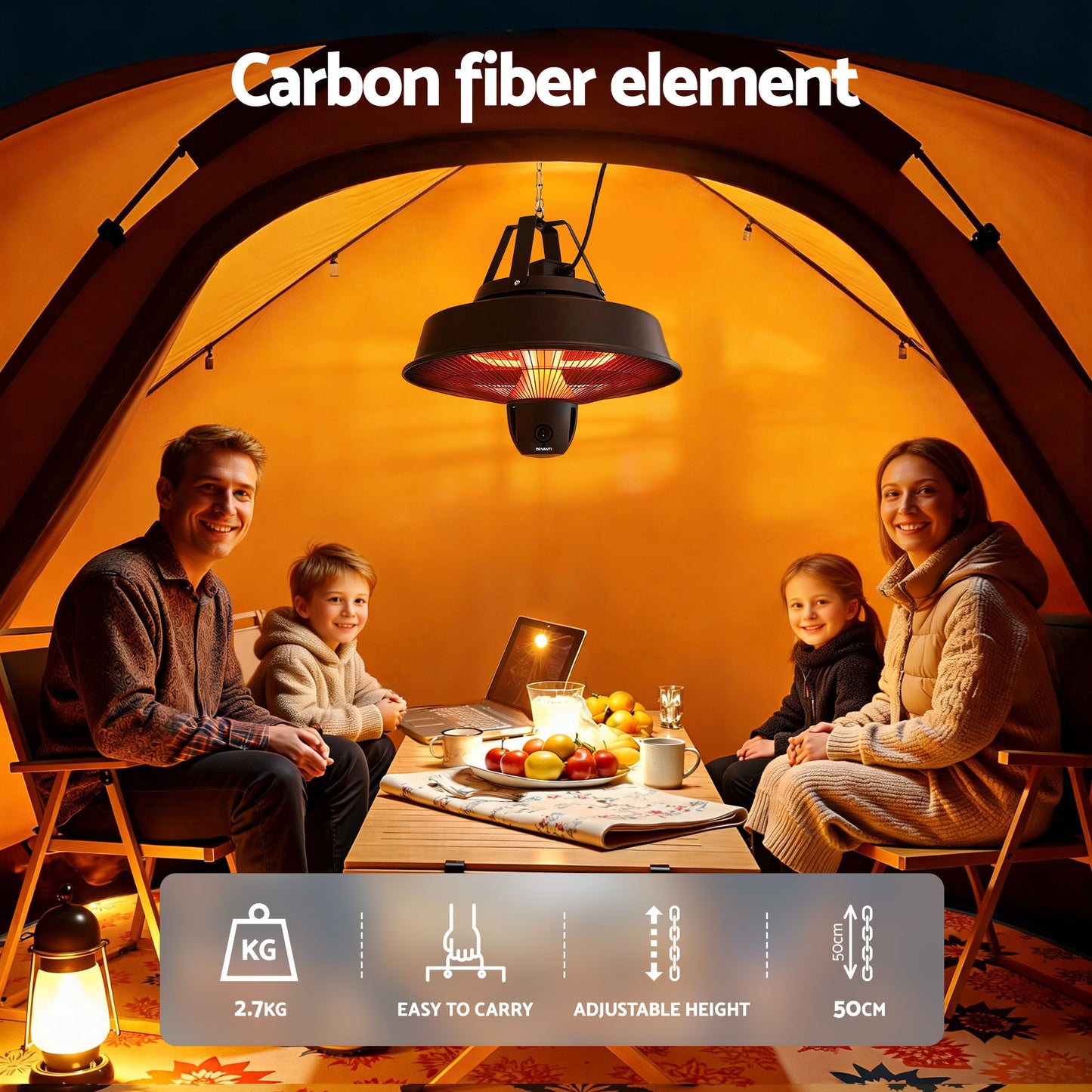 2000W Electric Patio Heater Ceiling Mounted Hanging Heaters Remote
