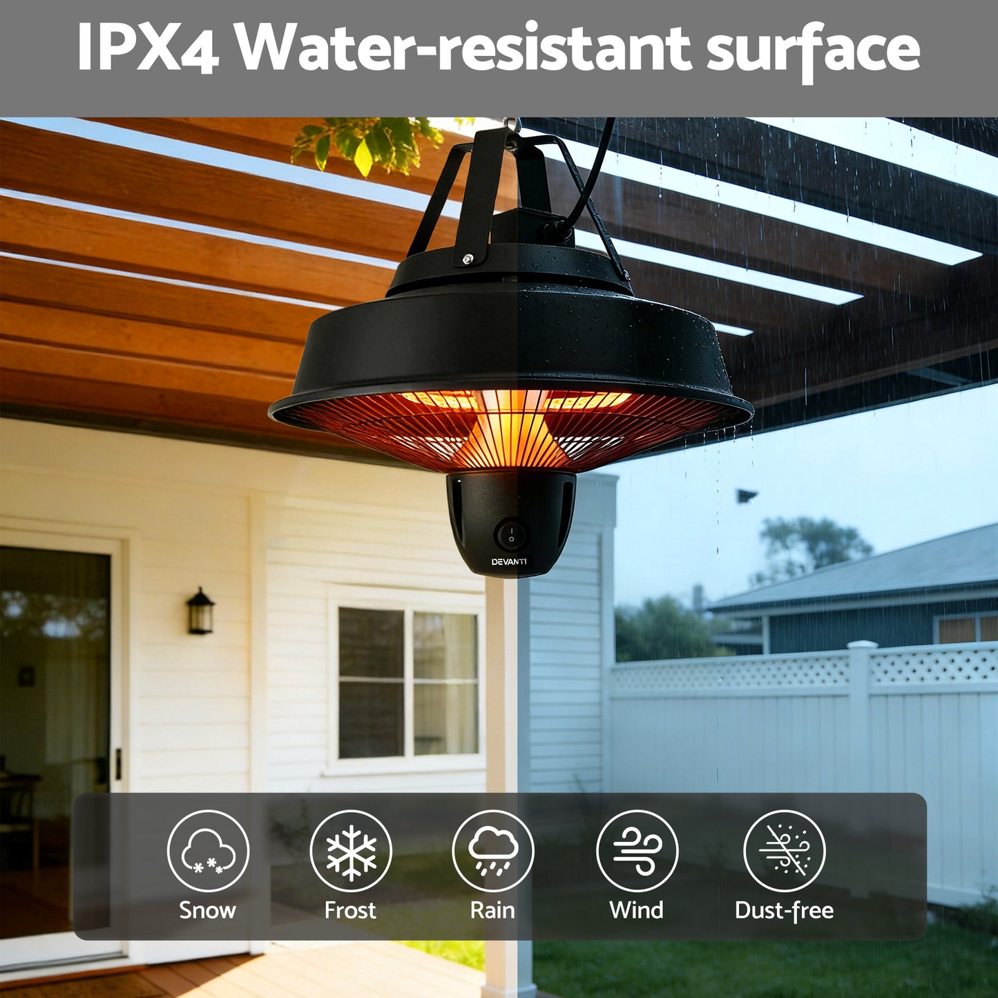 2000W Electric Patio Heater Ceiling Mounted Hanging Heaters Remote