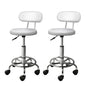 Artiss 2x Salon Stool Swivel Chair Backrest White - Furniture > Bar Stools & Chairs
