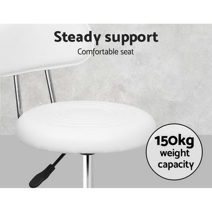 Artiss 2x Salon Stool Swivel Chair Backrest White - Furniture > Bar Stools & Chairs
