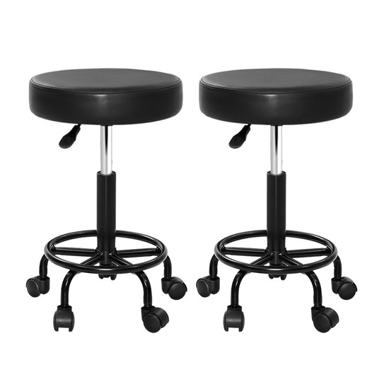 Artiss 2x Salon Stool Round Swivel Chair - Furniture > Bar Stools & Chairs
