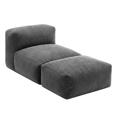 Foldable Bean Bag Sofa Bed Cloud Couch Boneless Floor Lounger Chair Grey
