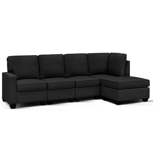 Artiss Modular Sofa Chaise Set 5-seater Dark Grey - Furniture > Bar Stools & Chairs > Arm Chairs & Recliners