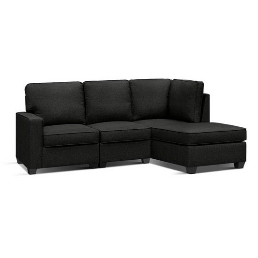 Artiss Modular Sofa Chaise Set 4-seater Dark Grey - Furniture > Bar Stools & Chairs > Arm Chairs & Recliners